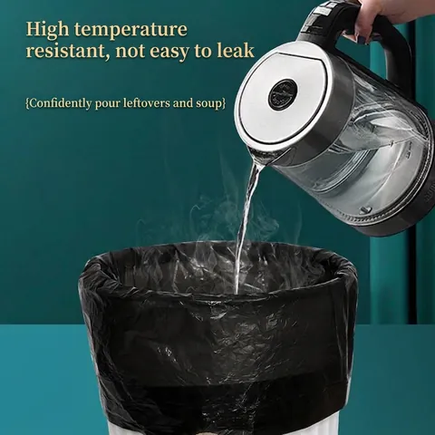 Drawstring Garbage Bags Thickened PE Trash Bags Tear-free Household Kitchen Refuse Bags Portable Handle Printed Bulk Pack Heavy Duty Durable Waste Bags