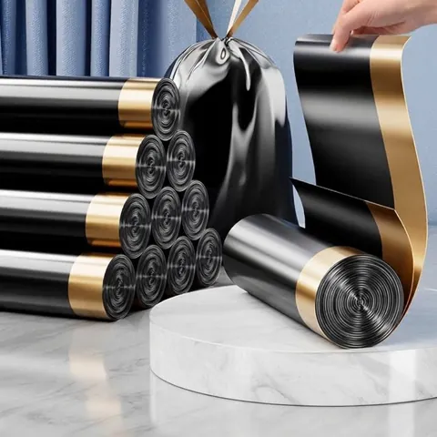 Handheld Drawstring Garbage Bags Thickened Leak-proof Heavy Duty Trash Bags For Home Kitchen Bathroom Privacy Protection Trash Bags