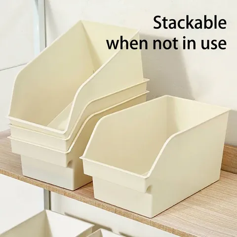 Boîte de Rangement Moderne en Plastique PP à Ouverture Inclinée Organisateur de Cuisine Polyvalent Panier de Bureau