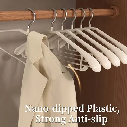 Brede Schouder Kledinghangers Antislip Naadloos Mangaanstaal Geplastificeerd Mantel Pak Hanger Zware Belasting Kledingkast Opslag