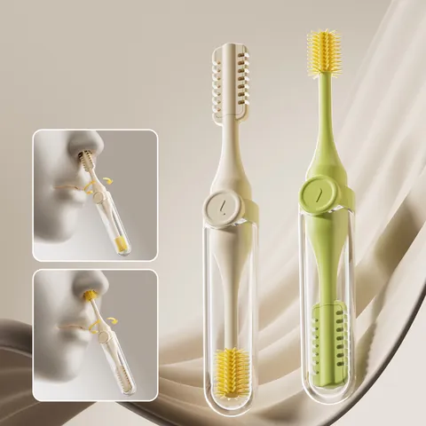 Dual Head Ear And Nose Hair Cleaning Set With Rotating Scraper Silicone Brush Portable Safe Grooming Tool With Protective Case
