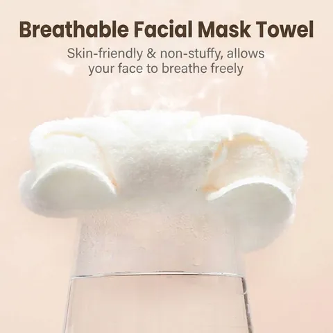 Maschera Viso in Pile di Corallo a Doppio Strato Ispessito Riutilizzabile Per Impacchi Caldi Freddi Cura Della Pelle Strumento SPA Bianco