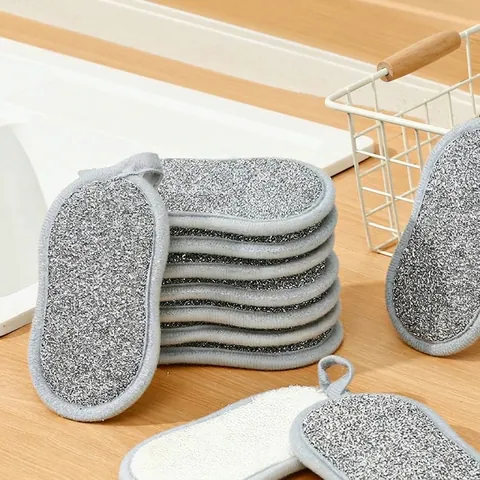 Double Sided Thickened Dishwashing Sponge Scouring Pad Kitchen Cleaning Pot Scrubber Mesh Sponge With Hanging Loop Household Cleaning Cloth