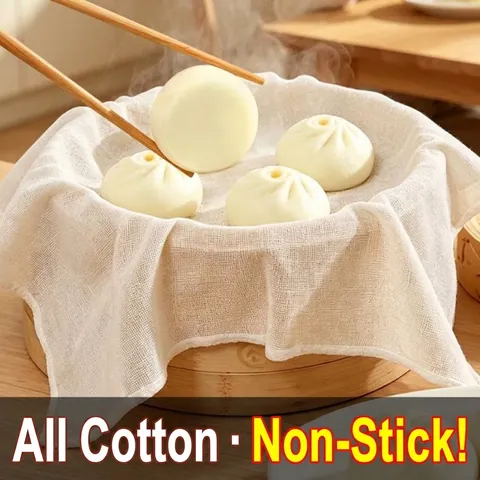 Food Grade Pure Cotton Steamer Cloth Non-Stick Reusable Cotton Gauze Steamer Liner Mesh Filter Cloth For Dumplings Buns Kitchen Steamer Mat