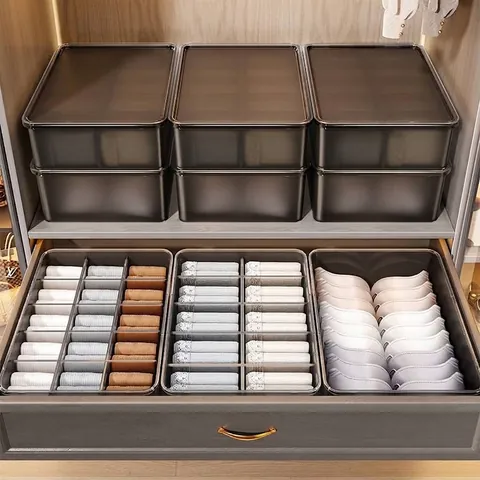 Japanese Transparent Underwear Storage Box Drawer Organizer For Socks Panties Bra Stackable Plastic Divider Case With Lid
