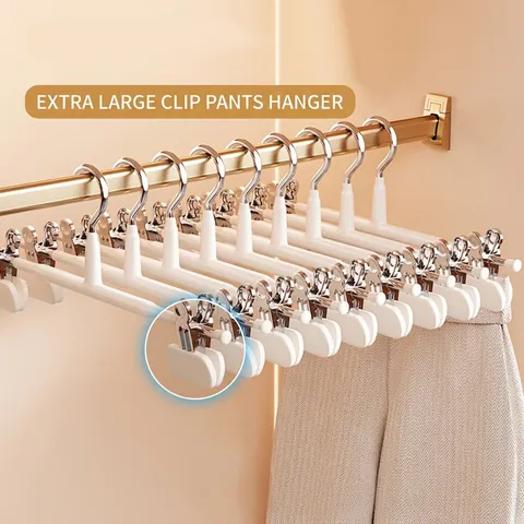 Roestvrijstalen Broekhangers Met Verstelbare Antislip Clips Spoorloze Metalen Rokhangers Voor Kast Organizer Broekenrek