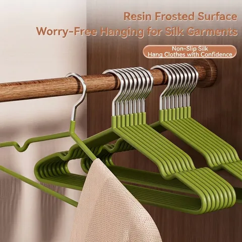 Modern Non-Slip Seamless Clothes Hangers Resin Coated Stainless Steel Heavy Duty Drying Rack Hangers For Closet Dormitory Home