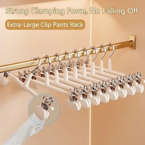 Roestvrijstalen Broekhangers Met Verstelbare Antislip Clips Spoorloze Metalen Rokhangers Voor Kast Organizer Broekenrek