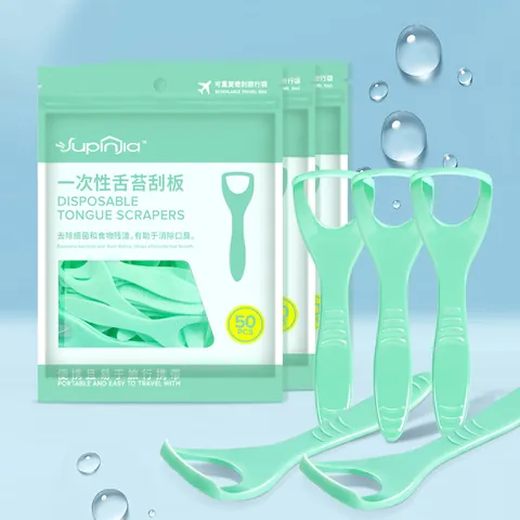 Disposable Tongue Scraper Oral Cleaning Tool Mint Green PP Material Breath Freshener Portable Tongue Cleaner For Daily Use Bathroom Essentials