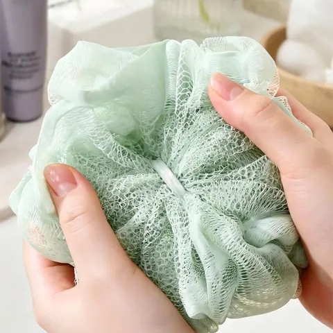 Soft PE Mesh Bath Ball Loofah Foam Maker Shower Sponge with Hanging Rope for Kids and Adults Bathroom Accessories