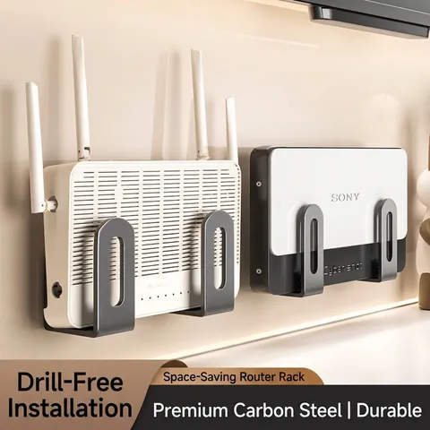 Wandmontierte Router-Halterung Kohlenstoffstahl Receiver-Halter Grau Schweberegal Ohne Bohren Platzsparendes Lagerregal