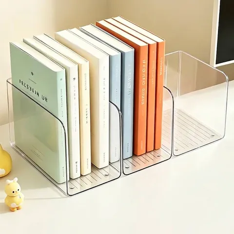 Clear Acrylic Bookend Tabletop File Organizer Desktop Storage Stand For Office School Document Holder Study Book Fixing Rack