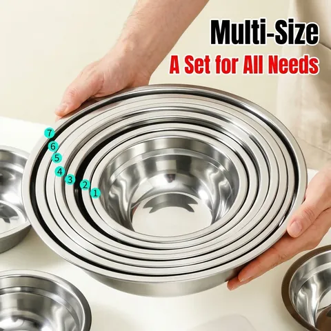 Stainless Steel Round Plate Food Grade Thickened Steam Tray Kitchen Vegetable Dish Fruit Basin Dinner Plate For Home Commercial Serving