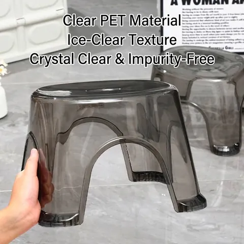 Transparent Gray Acrylic Stool Thickened PET Plastic Non-slip Bathroom Shower Bench Stackable Portable Living Room Footstool Modern Minimalist Seat For Kids Adults