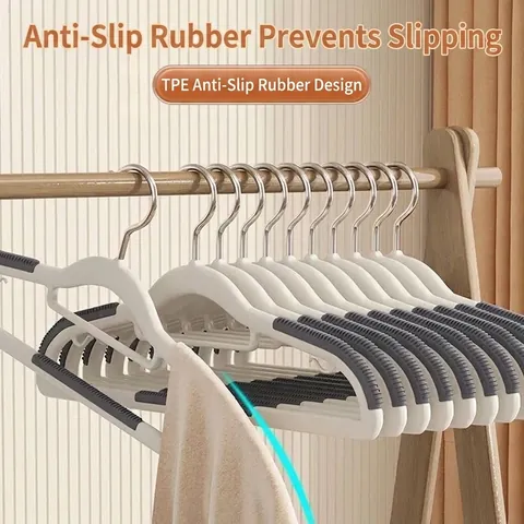 Anti-Slip Seamless PP Clothes Hanger Wide Shoulder Space Saving Hanger For Dormitory Balcony Home Storage Closet Organizer