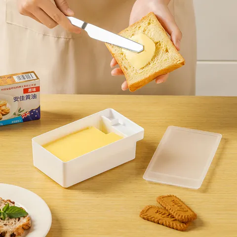 Food Grade PP Butter Storage Box With Cutter Refrigerator Fresh Keeping Box For Cheese Slicing Manual Cutting Case Kitchen Tool