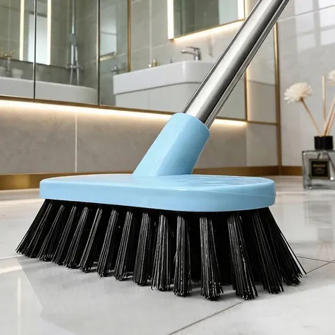 Long Handle Floor Scrub Brush Stainless Steel Pole Angled Bathroom Gap Cleaning Tool For Tiles Toilet Kitchen Ground Scraper