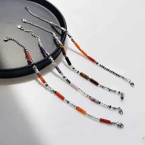 Armband Im Neuen Chinesischen Stil Naturstein Achat Unregelmäßige Silberperlen Tigerauge Amethyst Perlenarmband Für Damen Herren Schmuck