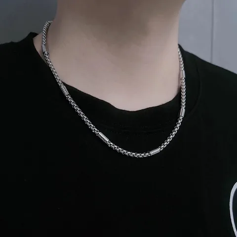 Minimalist Titanium Steel Box Chain Necklace For Men Women Hip Hop Cylindrical Tube Pendant Non-Fading Long Jewelry Necklaces