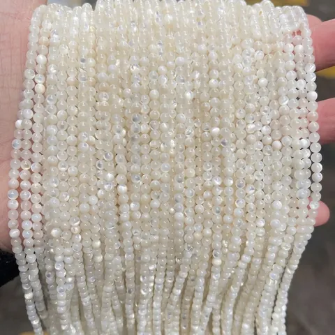 Natürliche Weiße Perlmutt Runde Muschelperlen Für DIY Schmuckherstellung Halsketten Armbänder Zubehör Polierte Lose Perlen