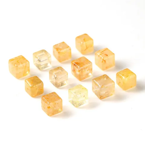 Cuentas de Cubo Cuadrado de Cuarzo Rutilado Natural Joyería DIY Cuentas de Cristal Pulidas a Mano para Pulsera Collar