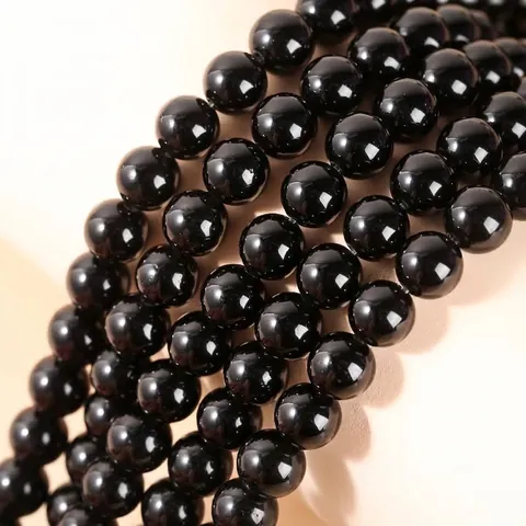 Natürliche Schwarze Obsidian Lose Perlen Runde Glatte Steinperlen Für DIY Schmuckherstellung Armband Halskette Herstellung Minimalistische Edelsteinperlen
