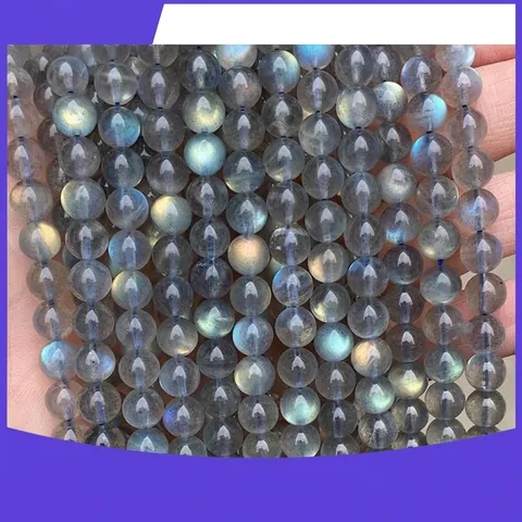 7A Grade Natürliche Graue Mondstein Perlen Starkes Licht Labradorit Runde Lose Perlen Für DIY Armband Halskette Schmuckherstellung Zubehör