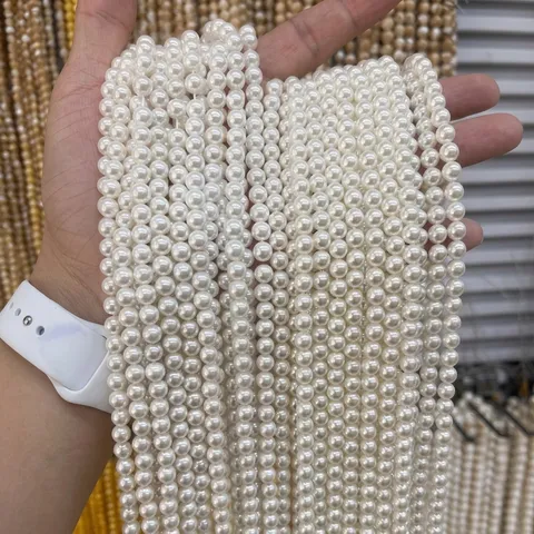 Round Artificial Shell Pearl Loose Beads 2-20mm Smooth Polished Seashell Pearl Strand For DIY Jewelry Making Accessories