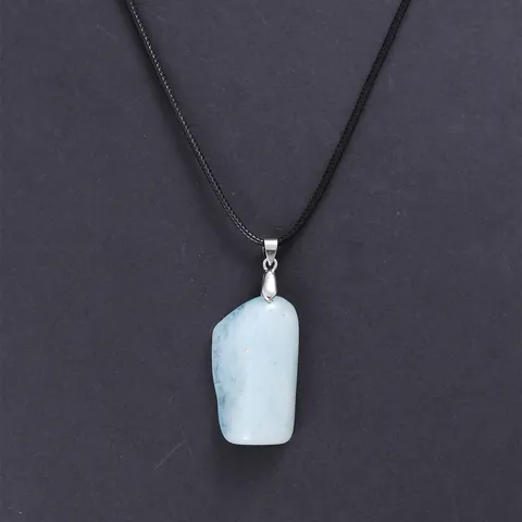 Collier Pendentif en Pierre Brute d'Aigue-marine Citrine Améthyste Naturelle pour Femmes Hommes Bijoux en Pierres Précieuses Faits à la Main en Cordon de Cire Vintage