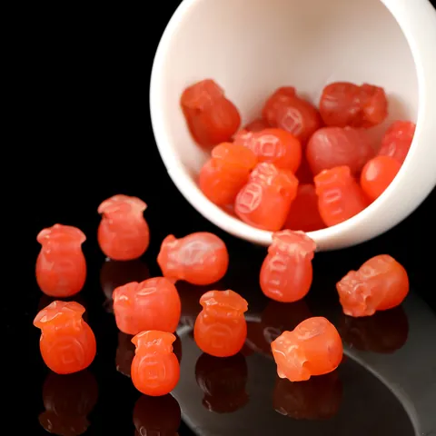 Natural Southern Red Agate Carved Lucky Bag Plum Blossom Loose Beads For Handmade DIY Bracelet Earrings Necklace Jewelry Making Accessory