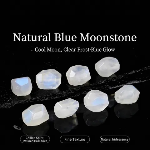 Natürliche Blaue Mondstein Facettierte Unregelmäßige Lose Perlen Starkes Blaues Licht Durch Loch Edelsteinperlen Für DIY