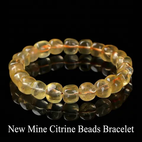 Bracciale in Citrino Naturale Pietra di Luna Arancione Pietra del Sole Nera Grani a Barile Forma di Caramella Braccialetto Elastico Unisex