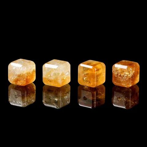 Natural Brazilian Yellow Citrine Cube Beads Faceted Phantom Quartz Loose Beads For DIY Jewelry Making Bracelets Accessories