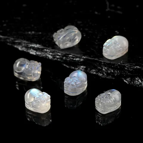Natural Grey Moonstone PiXiu Beads Ice Translucent Labradorite Iridescent Flash Gemstone Carving For DIY Jewelry Making