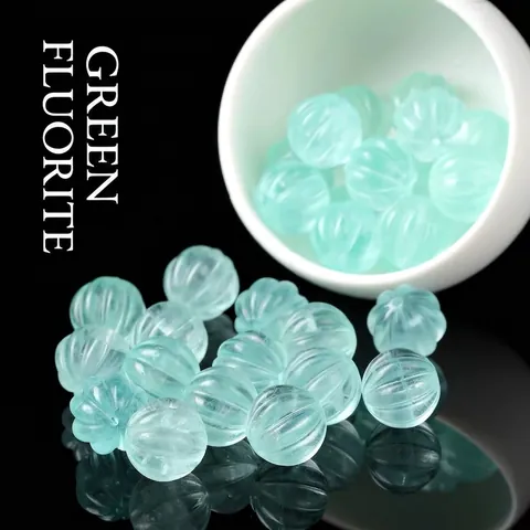 Natural Green Fluorite Pumpkin Beads 13x14mm Transparent Gemstone Loose Beads For DIY Necklace Bracelet Making Jewelry Accessories