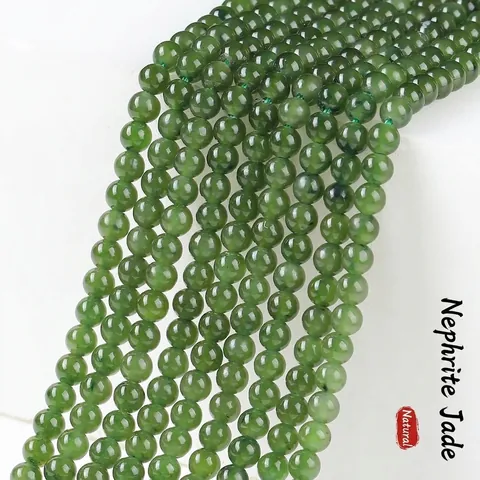 Natürliche Grüne Jaspis Runde Lose Perlen Strang Eis Spinatgrün Nephrit Jadeit Edelstein Perlen Für DIY Schmuckherstellung Armband Halskette Zubehör
