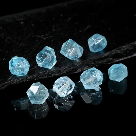 Natural Blue Topaz Faceted Loose Beads Sea Blue Gemstone For DIY Jewelry Making Handmade Necklace Bracelet Material