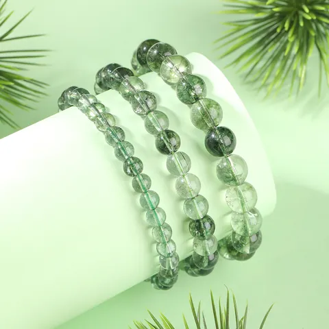Bracciale in Quarzo Fantasma Verde di Alta Qualità Bracciale in Pietra Naturale a Rapporto per Uomo Donna Gioielli in Cristallo Curativo Bracciale a Cornucopia Verde Regalo Fatto a Mano