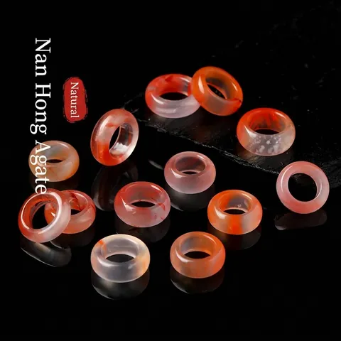 Natural Southern Red Agate Ring Bead Ice-Floated Red Polished Round Bead For DIY Jewelry Bracelet Necklace Pendant Accessory