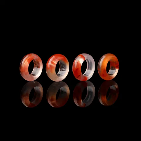 Natural Southern Red Agate Ring Bead Ice-Floated Red Polished Round Bead For DIY Jewelry Bracelet Necklace Pendant Accessory