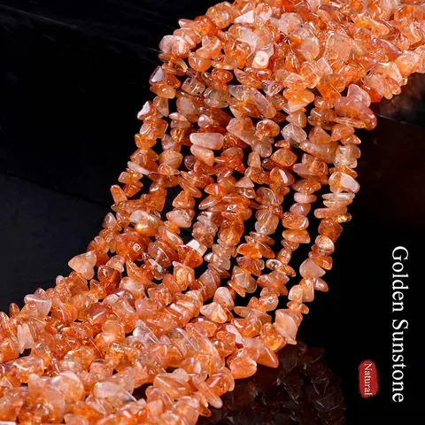 Natural Sunstone Irregular Chips Beads Polished Drilled Orange Gold Stone Beads For DIY Jewelry Making Bracelet Necklace Accessories