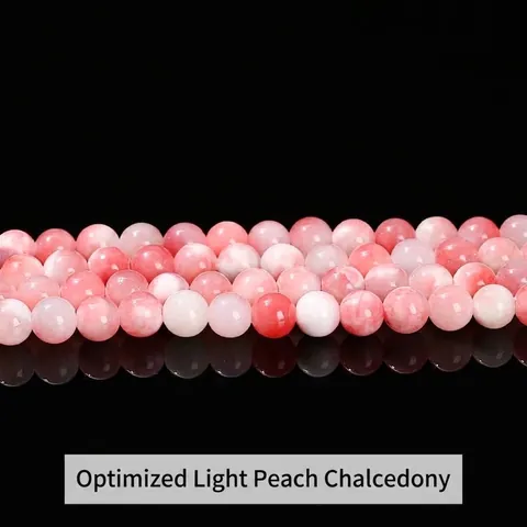 Perline Rotonde in Calcedonio Pesca Chiaro Colore Misto Pietra Perle Sciolte Per Creazione Gioielli Fai da Te Bracciale Collana Accessori