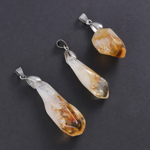 Natuurlijke Braziliaanse Citrien Ruwe Steen Hanger Onregelmatige Gele Kristallen Edelsteen Hanger Voor Sieraden Maken DIY Vrouwen Cadeau