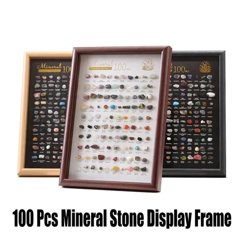 Natürliche Mineralienproben Fotorahmen Holzwerkstoff Kristallstein Sammlung Für Wissenschaft Bildung Home Decor Desktop Ornament