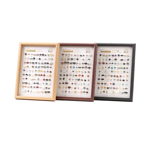 Natürliche Mineralienproben Fotorahmen Holzwerkstoff Kristallstein Sammlung Für Wissenschaft Bildung Home Decor Desktop Ornament