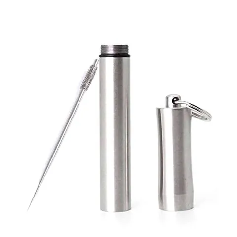 Portable Stainless Steel Toothpick Holder Mini Waterproof Storage Case Outdoor Travel Keychain Metal Toothpick Bucket Accessory