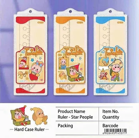 Jeu de Règles de Géométrie de Dessin Animé Outils de Mesure en Plastique pour Étudiants École Bureau Dessin Multifonctionnel