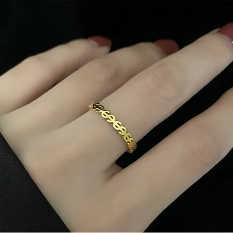 Titanium Steel Dollar Sign Ring Minimalist Niche Design Gold Silver Hollow Out Finger Ring For Unisex Fashion Jewelry Gift
