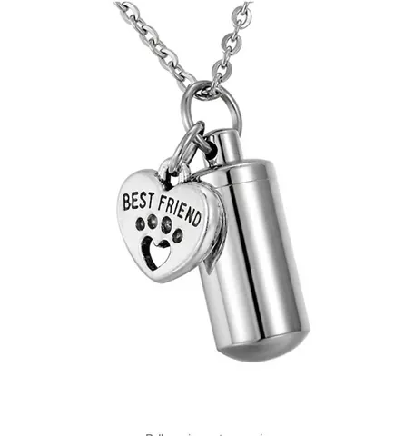 Stainless Steel Pet Memorial Urn Necklace Heart Best Friend Pendant Cremation Keepsake Ashes Memorial Jewelry Gift