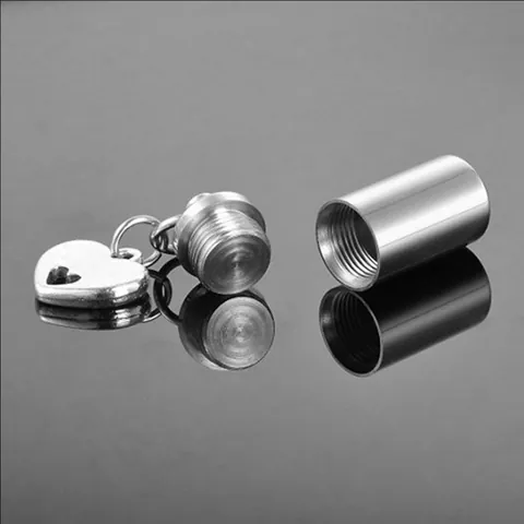Stainless Steel Heart Cremation Urn Necklace For Ashes Memorial Keepsake Opening Pill Cylinder Pendant Jewelry For Men Women